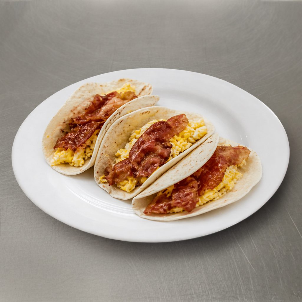 3 Breakfast Tacos with Coffee.