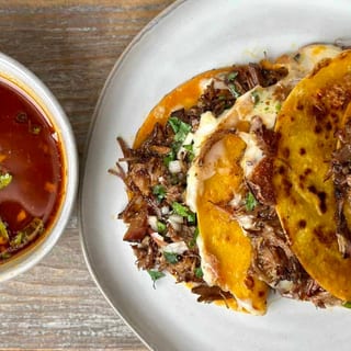 3 Birria tacos with consome
